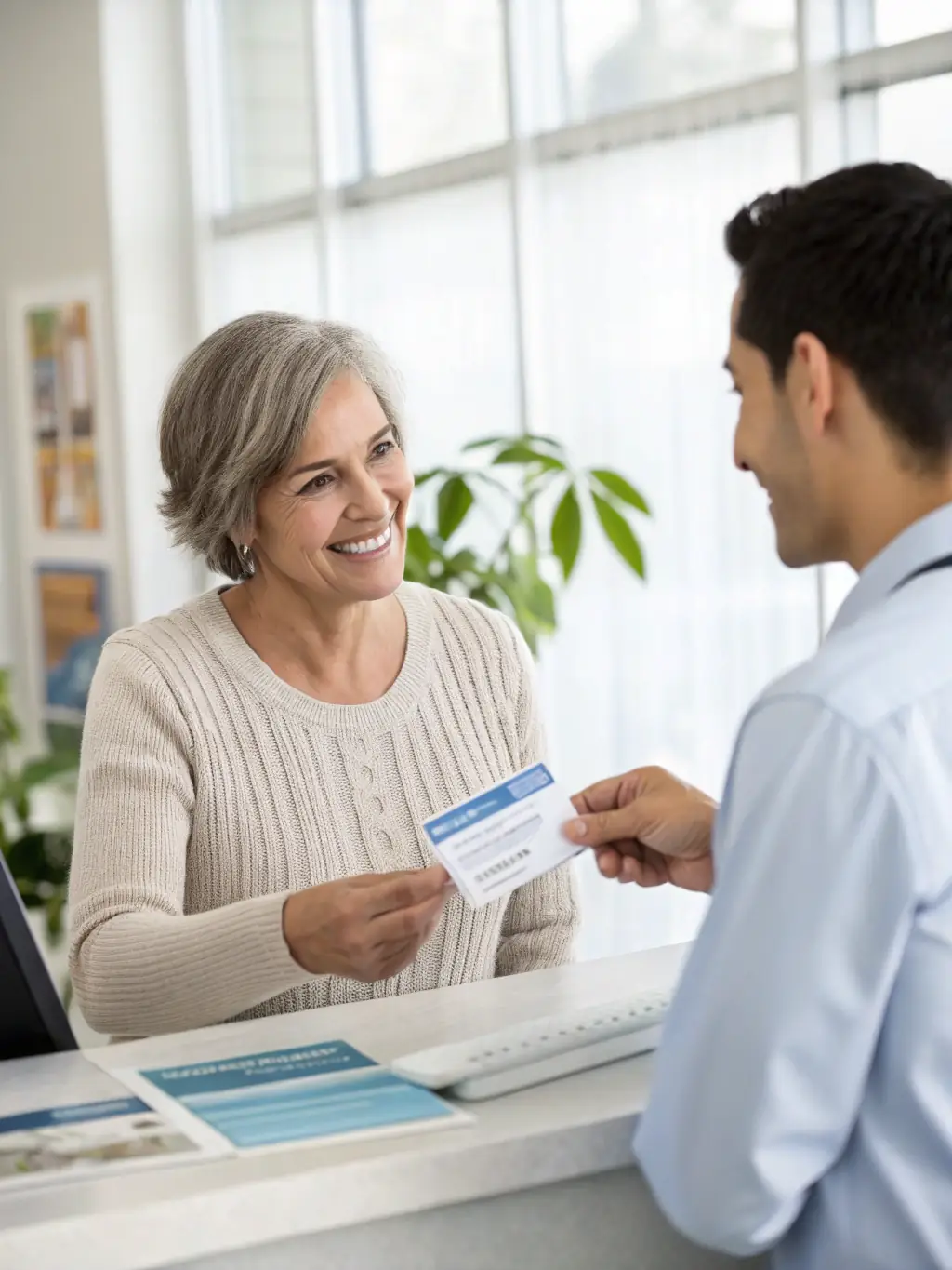 An image of a Provision Insurance Solutions agent explaining Medicare options to a client, using easy-to-understand visuals and a friendly, patient demeanor.