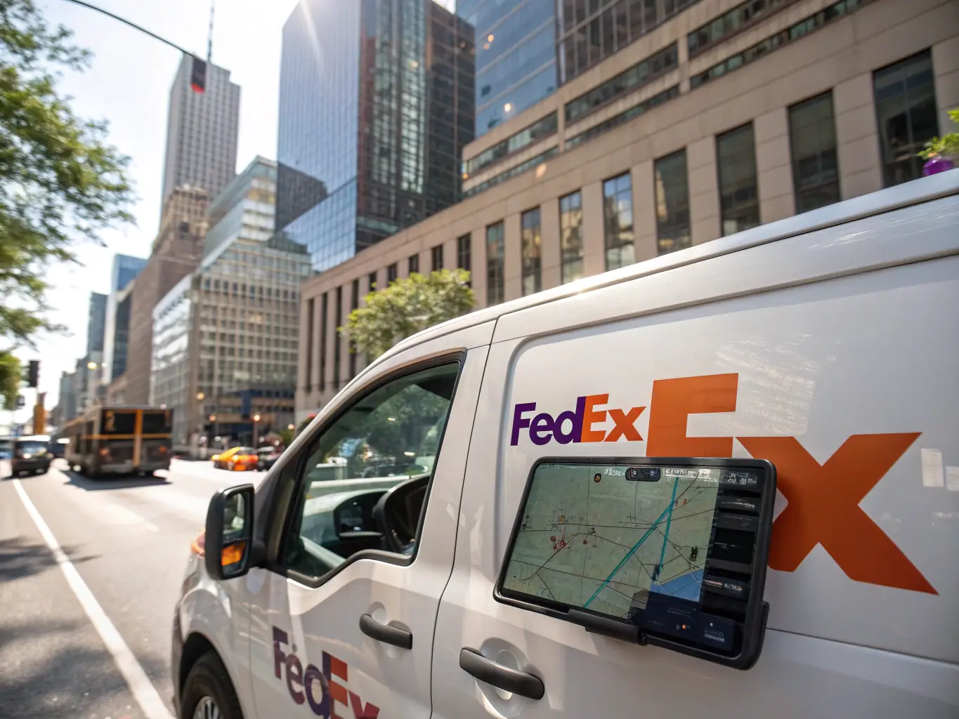 A modern, temperature-controlled courier van transporting medical specimens, emphasizing speed and safety.
