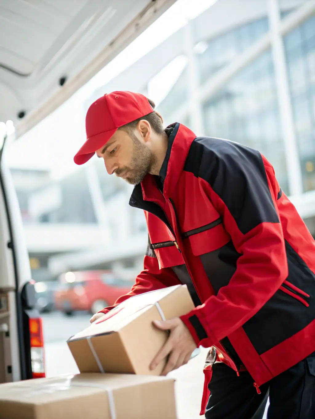A medical courier carefully transporting a temperature-controlled container of specimens, emphasizing the secure and timely delivery services provided by ClinRoute Diagnostic Logistics.