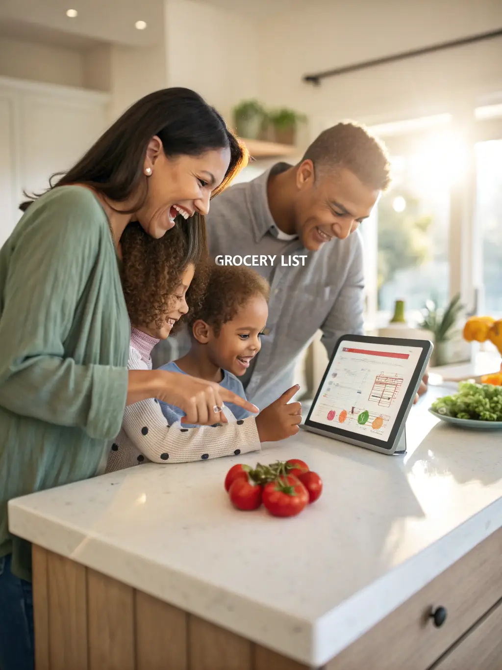 A modern family using technology to plan their finances, highlighting the flexibility and investment options available with universal life insurance.